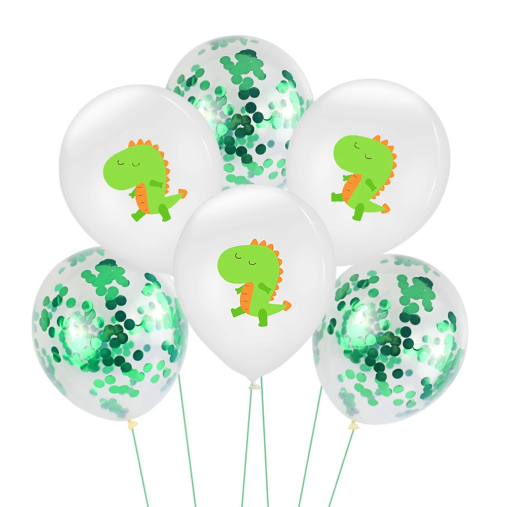 12pcs 12 Inch Dinosaur Balloon Confetti Latex Balloon Set Dinosaur Party Decor Children Birthday Party Decorations Kids Baby Shower (3pcs Dinosaur Balloons, 3pcs Green Balloons and 4pcs Green Sequins)