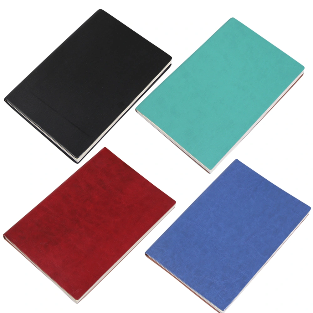 4 Pcs Thickened 100 Sheets A5 Business Office Notebook PU Retro Notepad Exercise Book for Office School (Random Color)