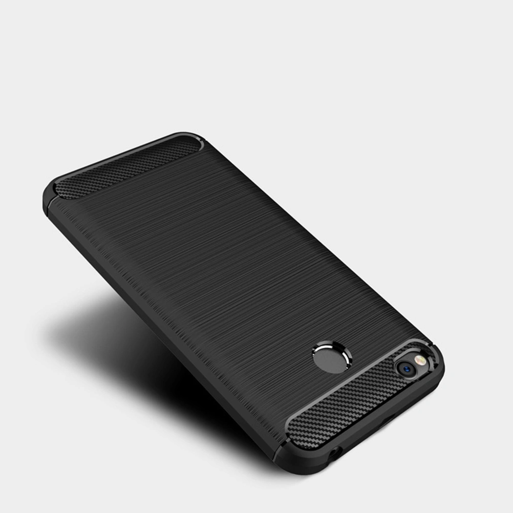 Phone Case Ultra Thin TPU Proof Back Cover with Carbon Fiber Design Protective Case for XiaoMi RedMi 4X (Red)