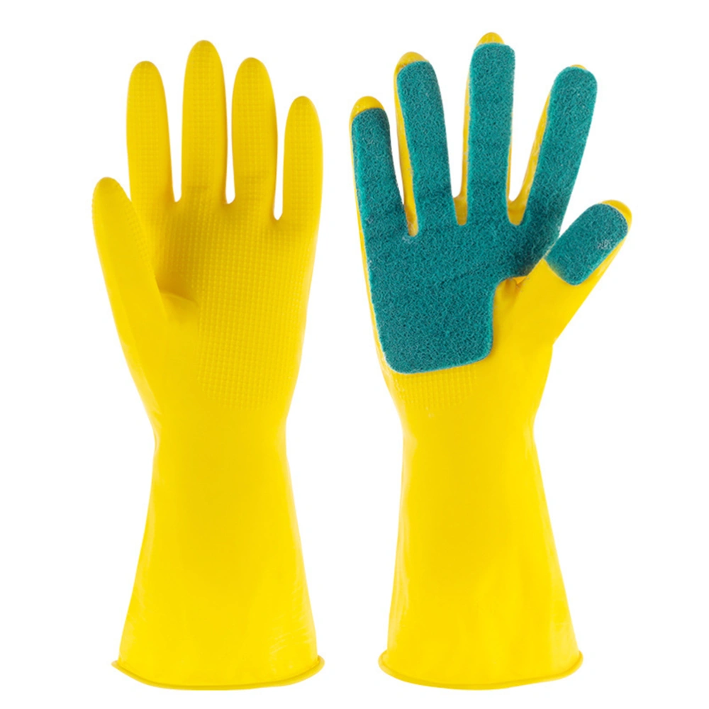 1 Pair Dishwashing Latex Gloves Housework Cleaning Gloves Scouring Pad Gloves for Home Kitchen (Size L)