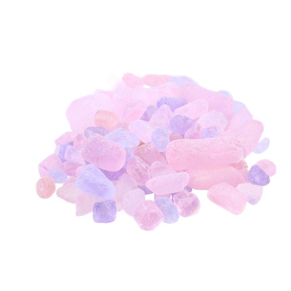 1 Pack of Natural Crushed Crystal Rocks Chips Stone Irregular Shape Crystal Pebbles Home Indoor Fish Tank Flowerpot Gravel Ornament Stone (Pink Purple, About 500g)