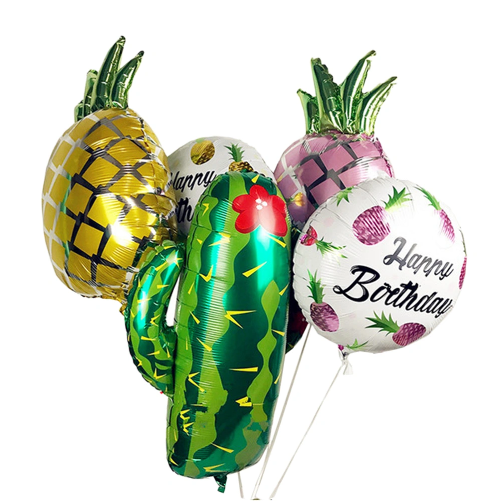 5Pcs Creative Balloons Cactus Pineapple Shape Balloon Aluminum Foil Balloon Birthday Decoration Party Supplies