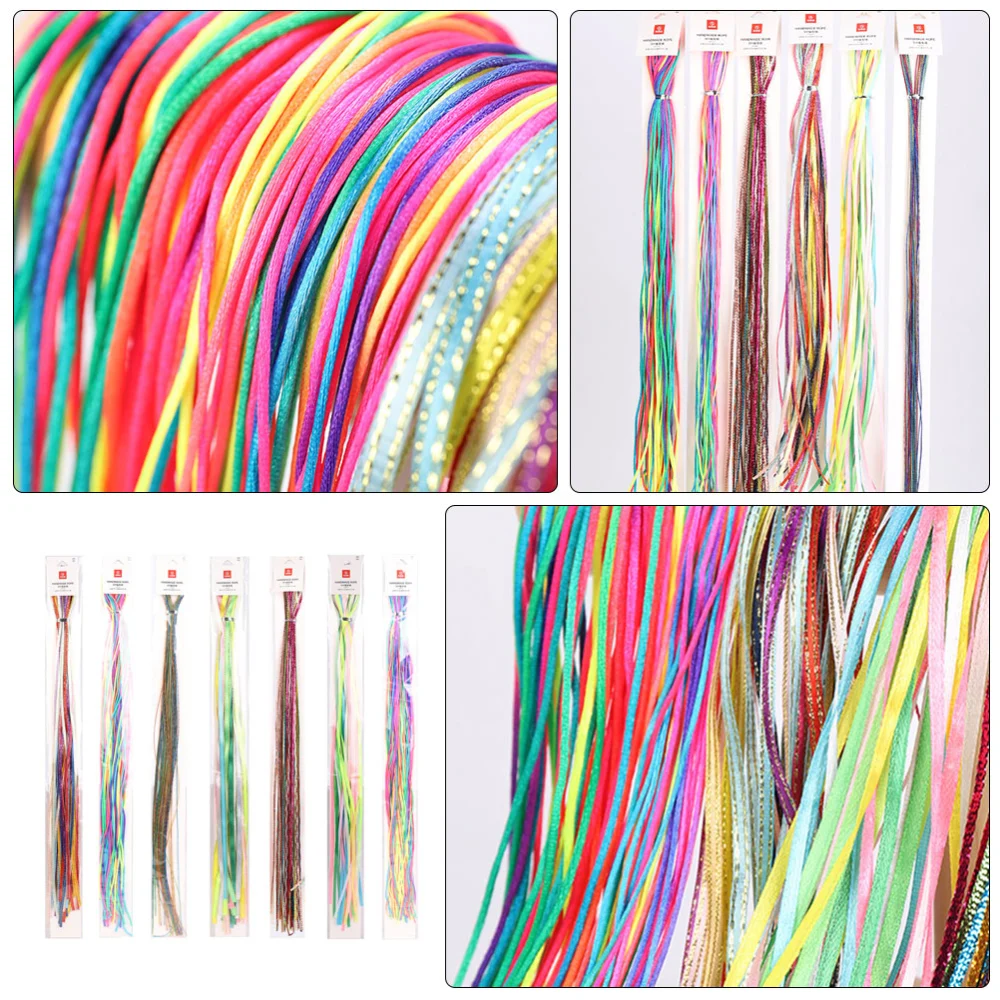 7 Sets of Braided Hair Ropes Kids Colorful Hair String Hair Braided Ribbons Random Style