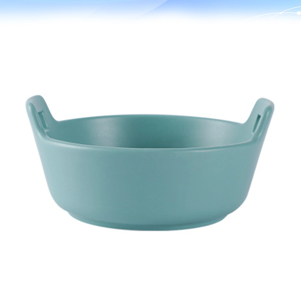 1PC 7inch Ceramic Instant Noodle Bowl with Double Handle Salad Soup Bowl Food Container (Matte Green)