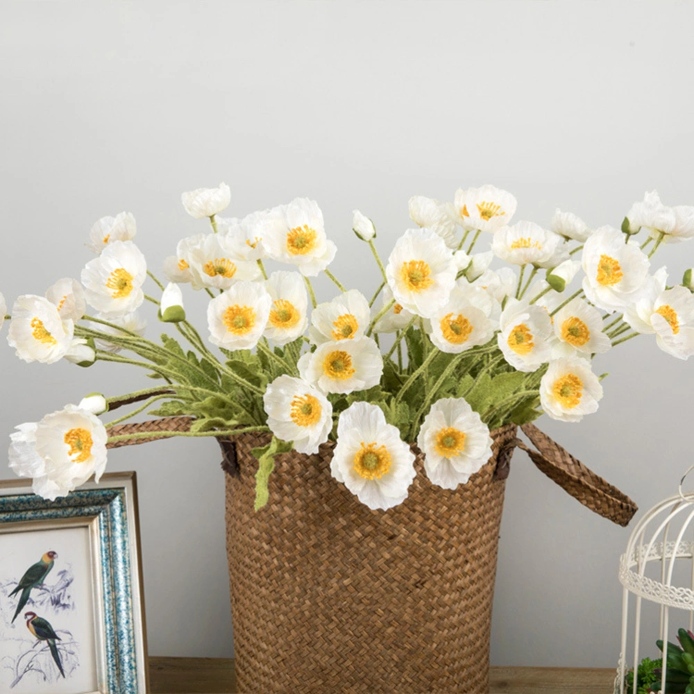 Artificial Flower Fake Poppies Decoration Flower for Home Kitchen Office（Ivory）