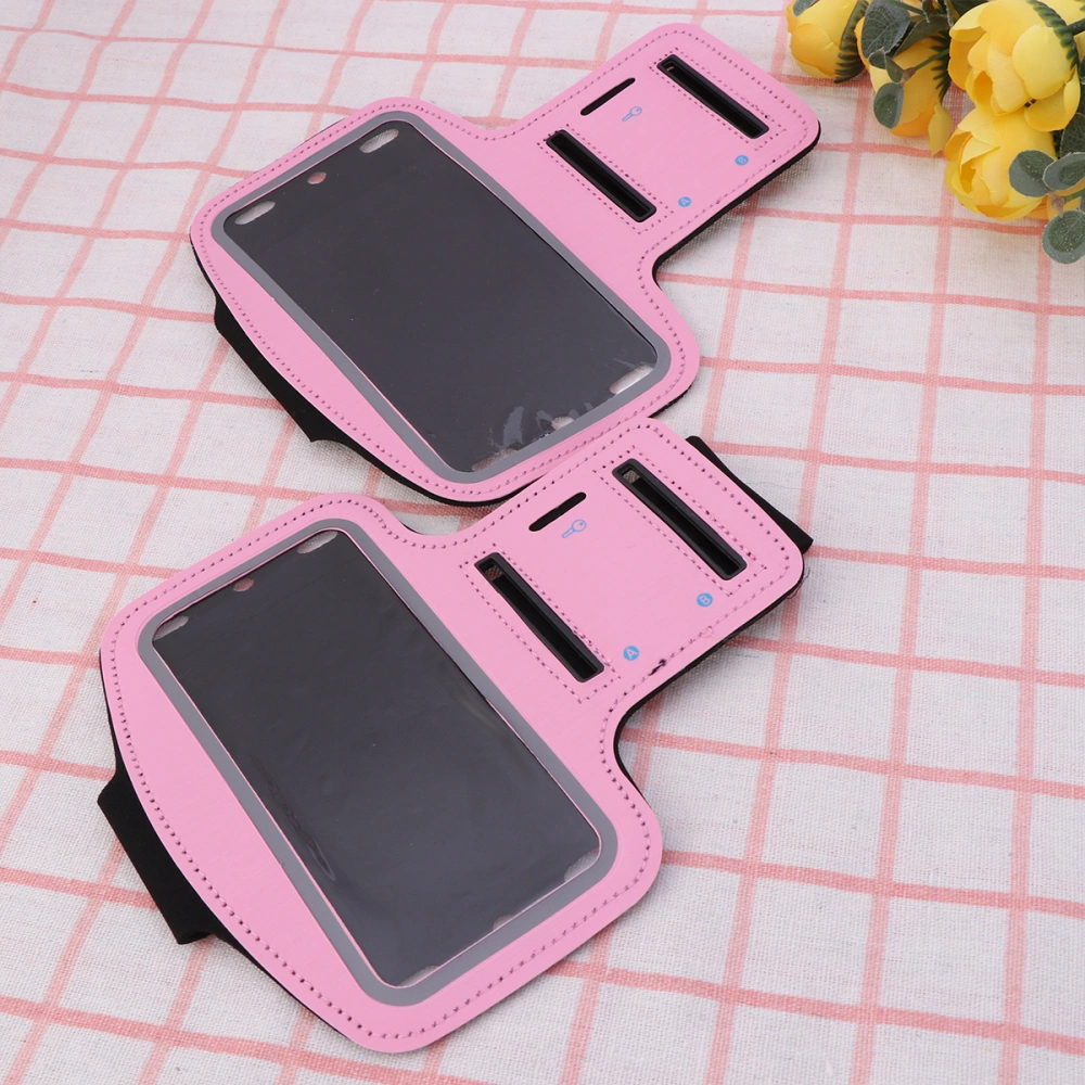 2pcs Sports Phone Holder Arm Bag Portable Armband Pockets Cellphone Bag Container for Jogging Running Cycling Hiking (Pink)