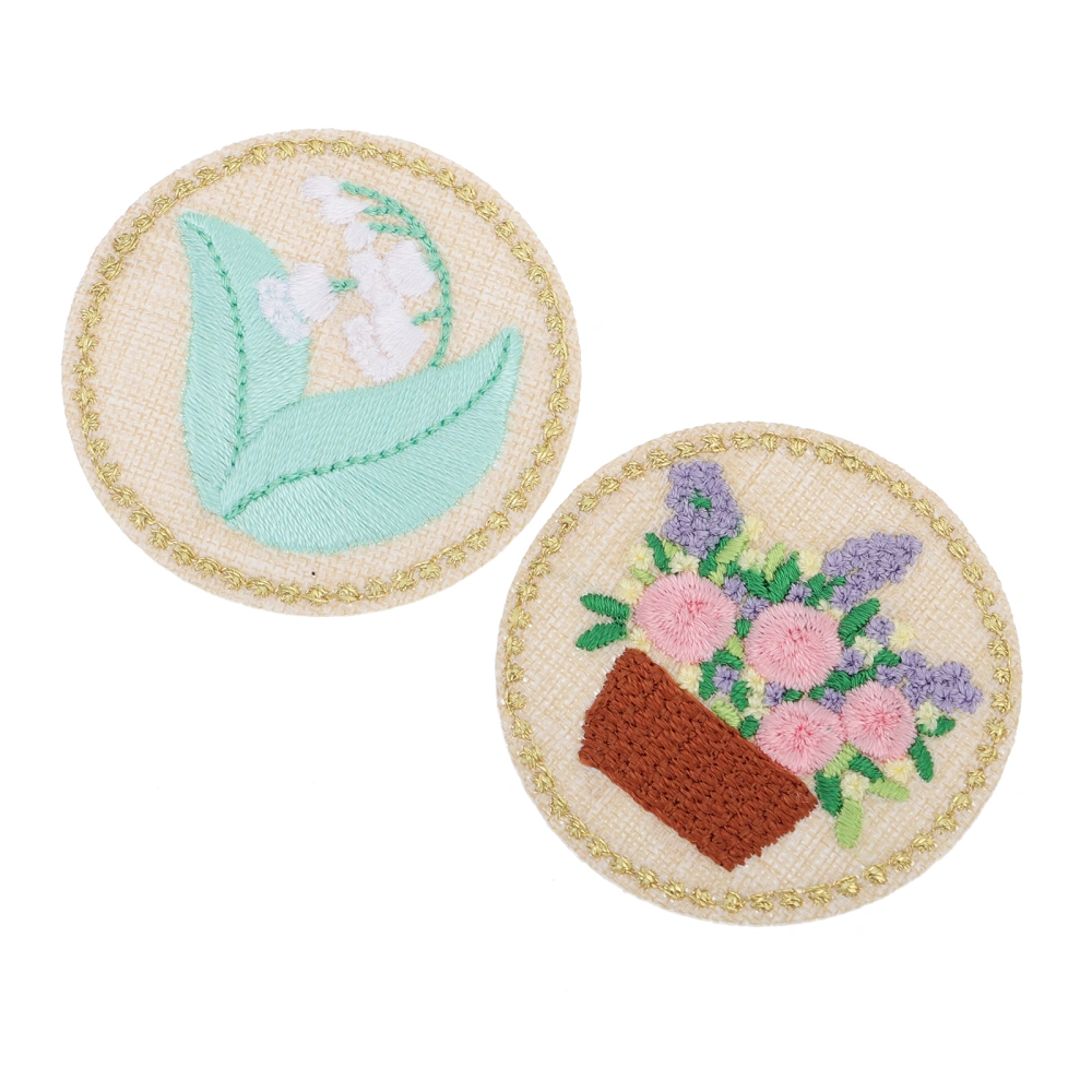 2pcs Plant Flower Patches Embroidery Patch Clothes Stickers DIY Sewing Supplies