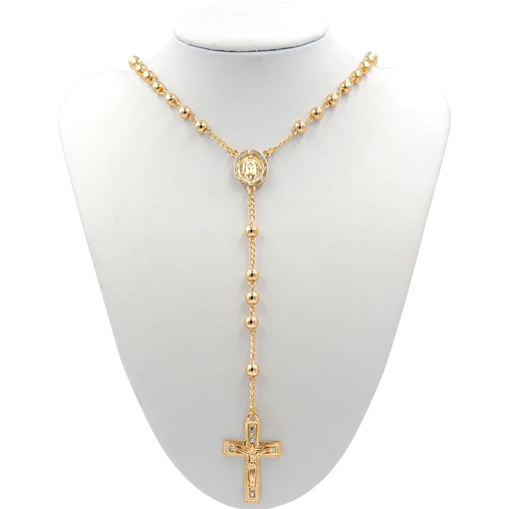 1pc Necklace Christian Cross Pendant Necklace Neck Jewelry Neck Accessaries for Women Men Ladies (Golden)