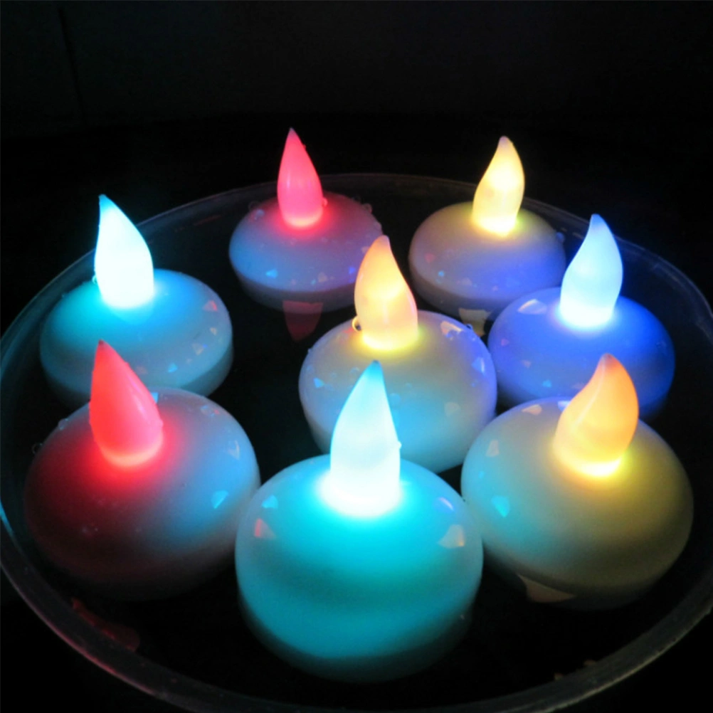 2pcs Waterproof Floating Candles LED Lights Candle Lamp for Wedding Party Decoration (White)