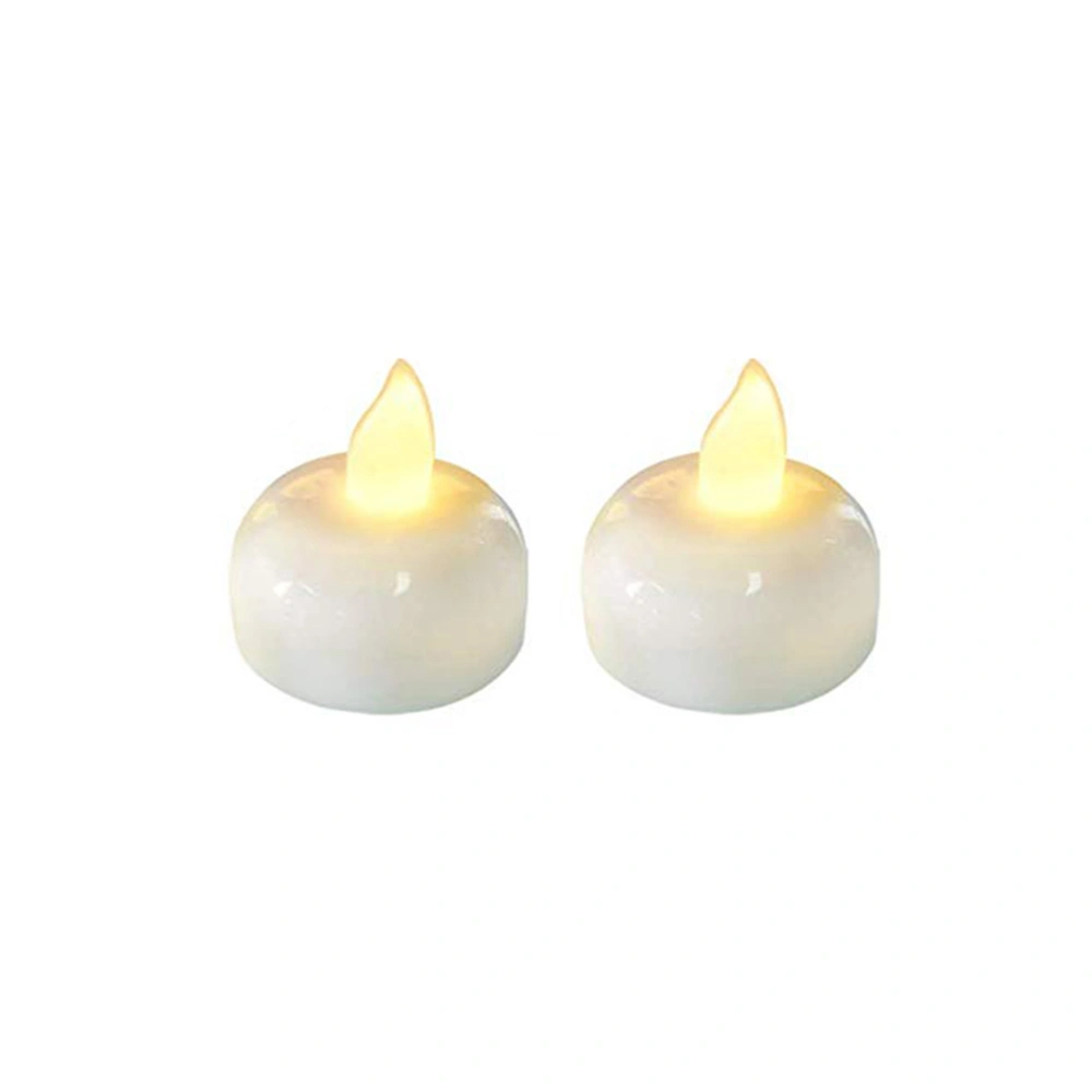 2pcs Waterproof Floating Candles LED Lights Candle Lamp for Wedding Party Decoration (White)