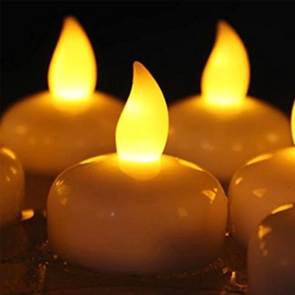 2pcs Waterproof Floating Candles LED Lights Candle Lamp for Wedding Party Decoration (White)