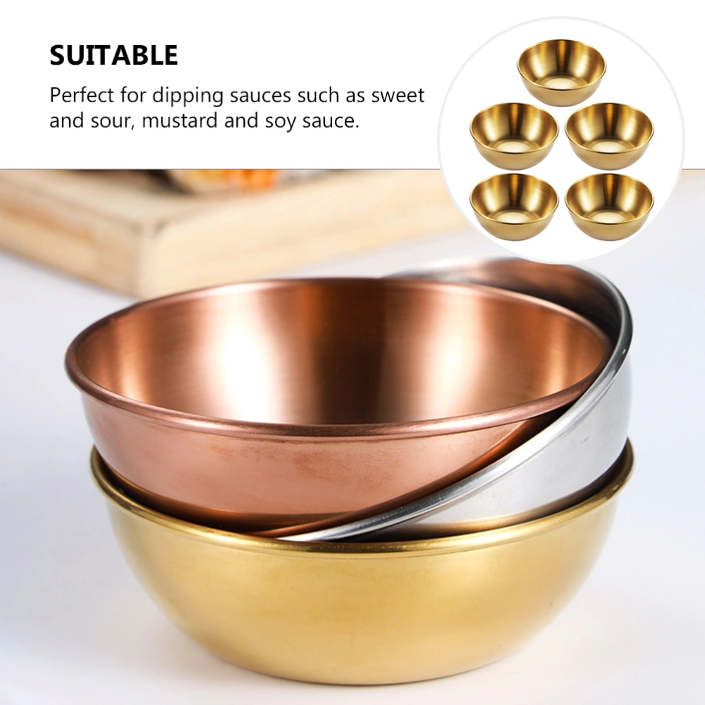 5pcs Stainless Steel Sauce Dish Round Soy Sauce Dishes Mini Relish Plates