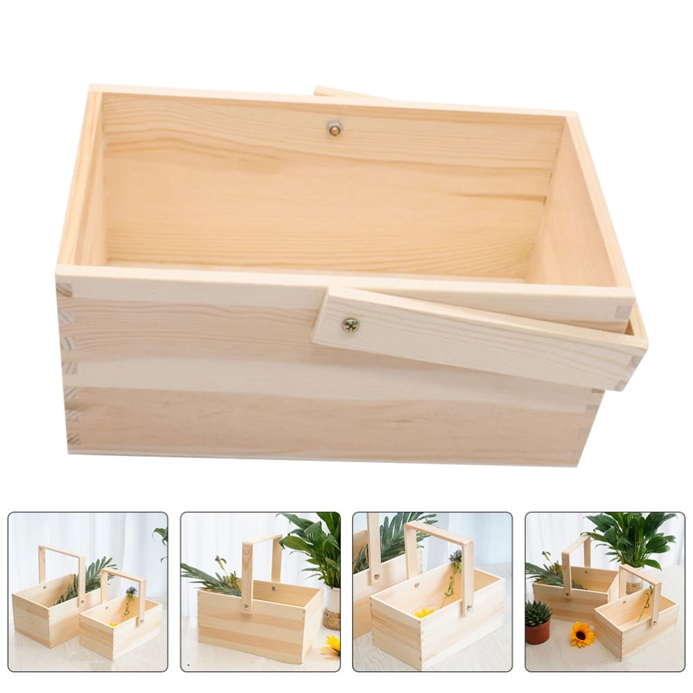 1PC Handheld Wooden Gift Box Groomsman Bridesmaid Hand-held Gift Box (Khaki)