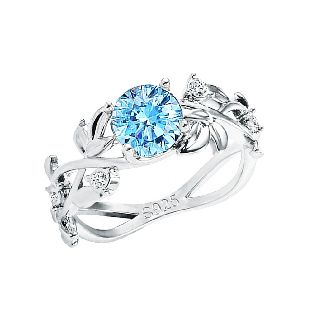Creative Rings Delicate Leaves Raings Fashion Zircon Ring Beautiful Finger Rings for Woman (Size 6)