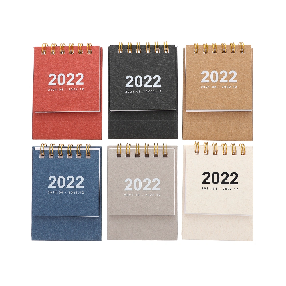 6pcs Mini Desk Calendar 2022 Chic Desktop Ornaments Portable Work Note Calendar