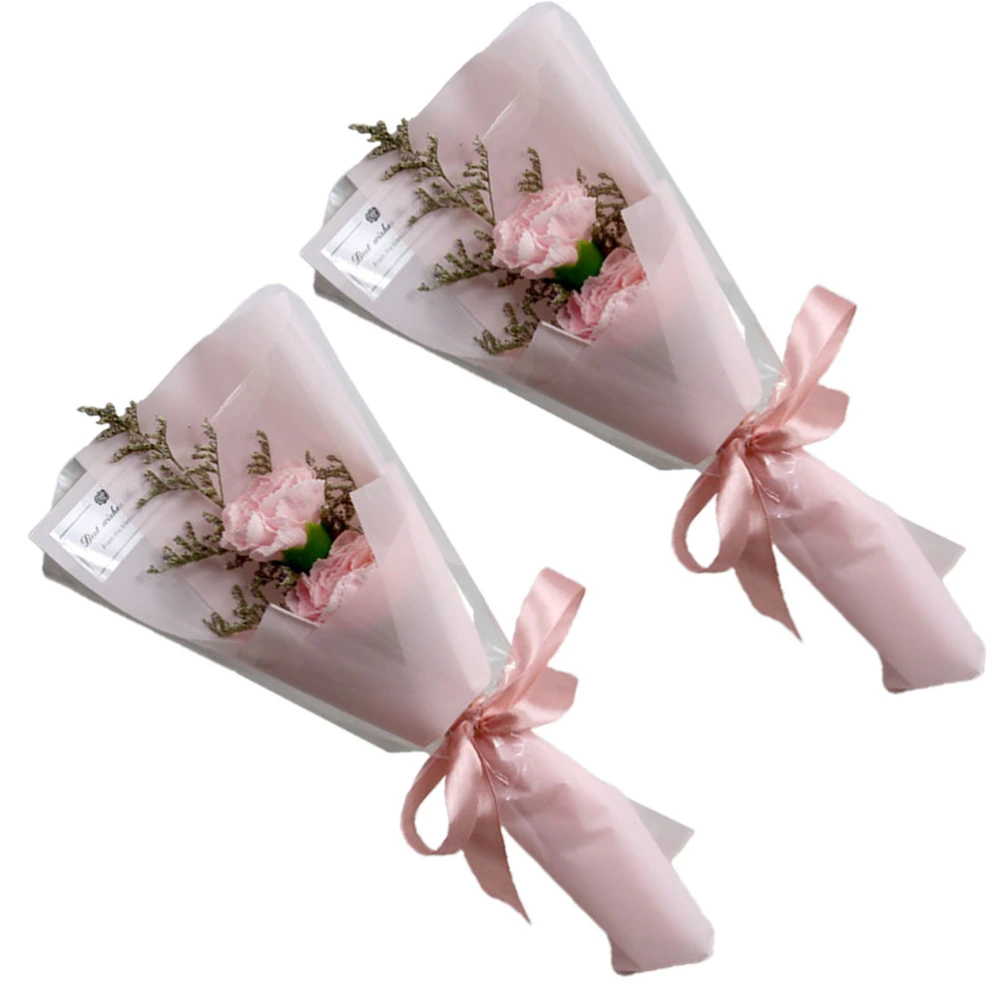 2PCS Simulated Rose Eternal Flower Bath Body Soap Artificial Flower Gift Soap Flower Bouquet for Valentine's Day Birthday Graduation (Pink)