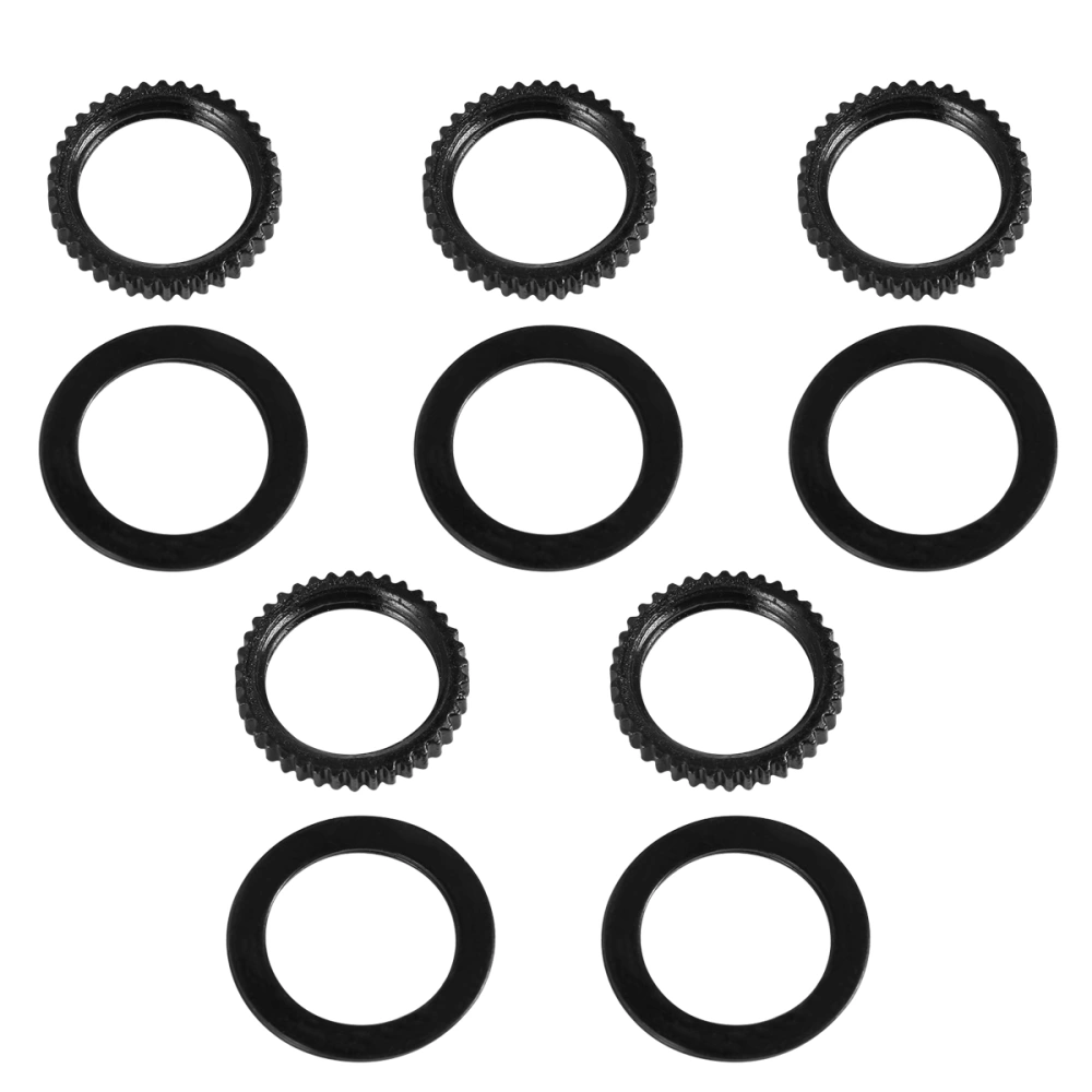 5 Pairs of M12 Electric Guitar Gear Nut Gasket 3 Gear Shake Switch 3 Gear Nut Washer (Black)