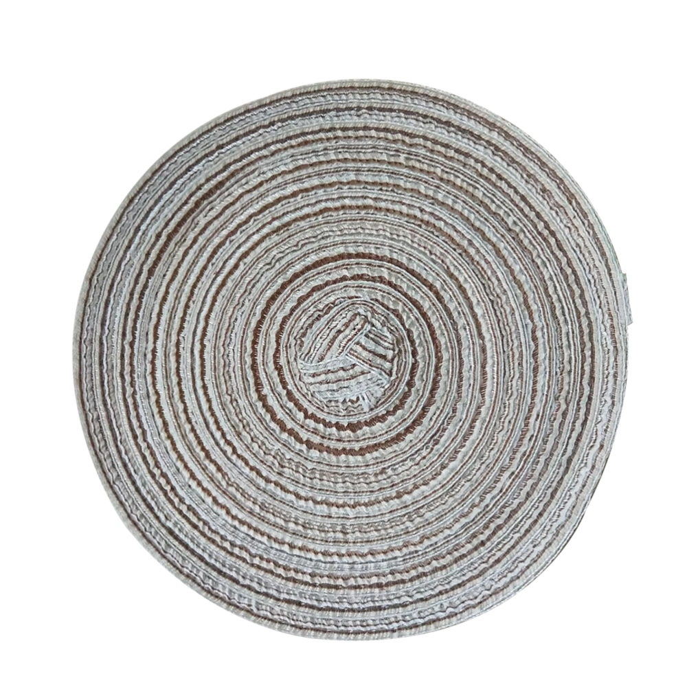 Round Cotton Linen Woven Placemat Western Food Pad Kitchen Non-slip Heat Resistant Coaster Table Mat for Dining Table (Khaki, S)