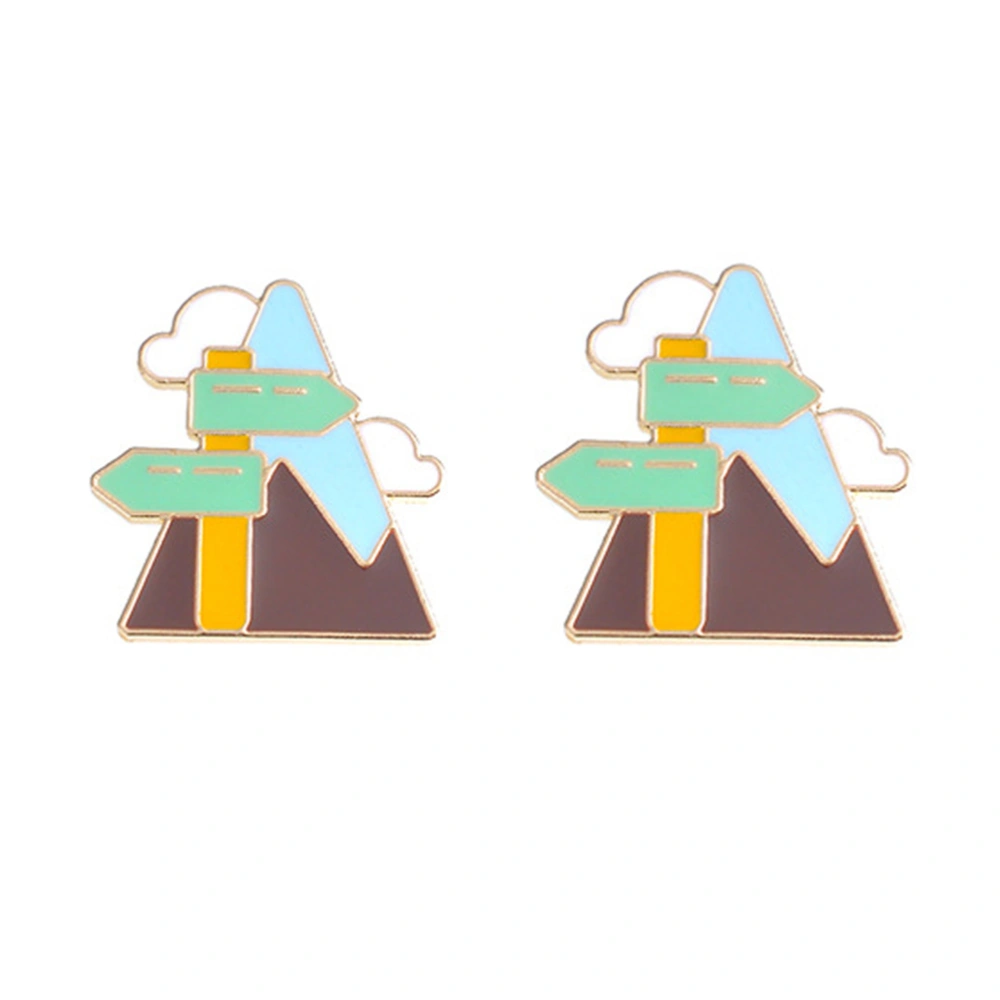 2PCS Personality Mountain Brooch Alloy Mountain Drip Oil Brooch Cartoon Mountain Drip Oil Brooch Unisex Travel Style Breastpin Chic Clothing Accessories for Women Man Wearing (Sky-blue)