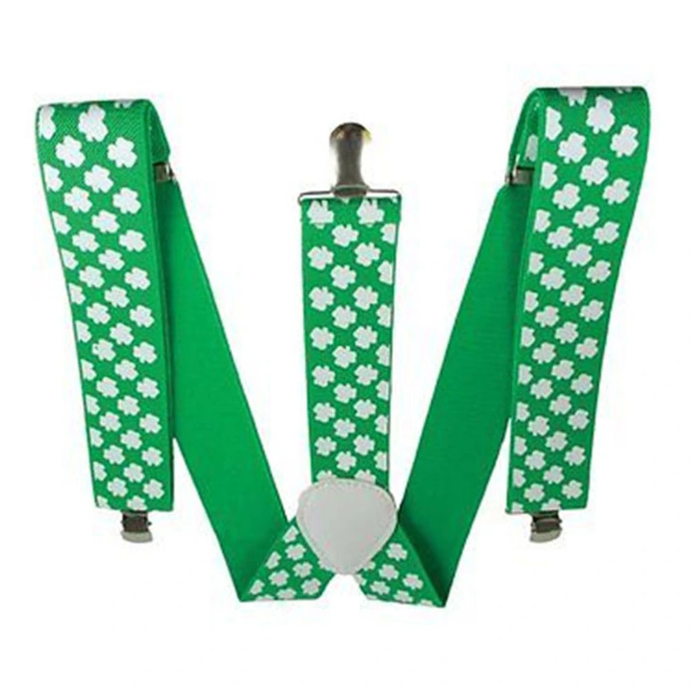 4PCS Party Suspenders Set Clover Gloves Tie Decoration Shamrock Kerchief St Patricks Day Supplies Favors (Stripe Gloves)