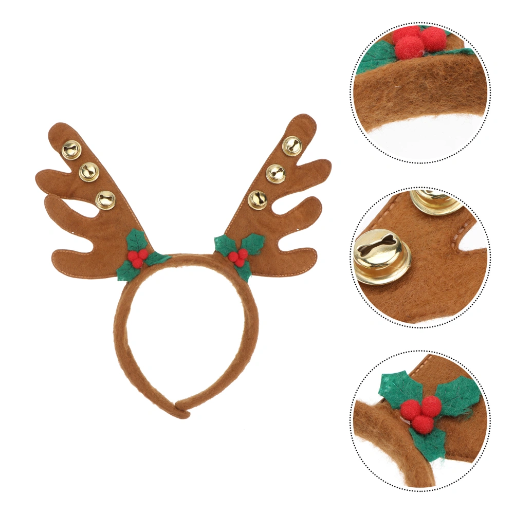 Reindeer Antlers Headband with Bells Christmas Party Fancy Dress Costumes Accessory (Brown)