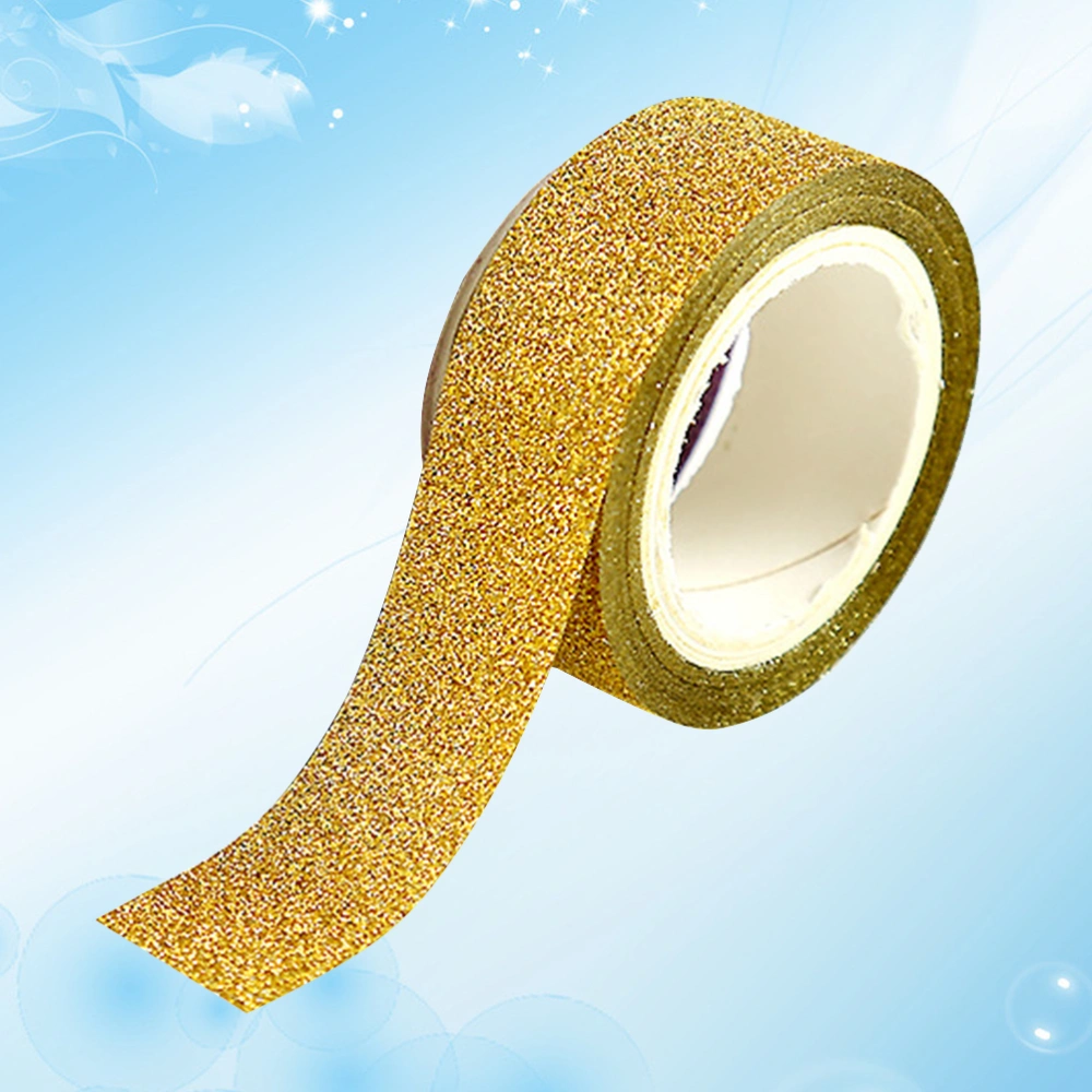 Glitter Washi Tape Stickers Paper Masking Adhesive Tapes DIY Decorative Label Craft for Office School(Golden)