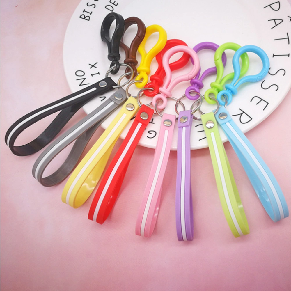 5 pcs New Candy Color Wrist Strap Key Chain Accessories Creative PVC Hanging Cord Pendant for Decoration Mixed Color