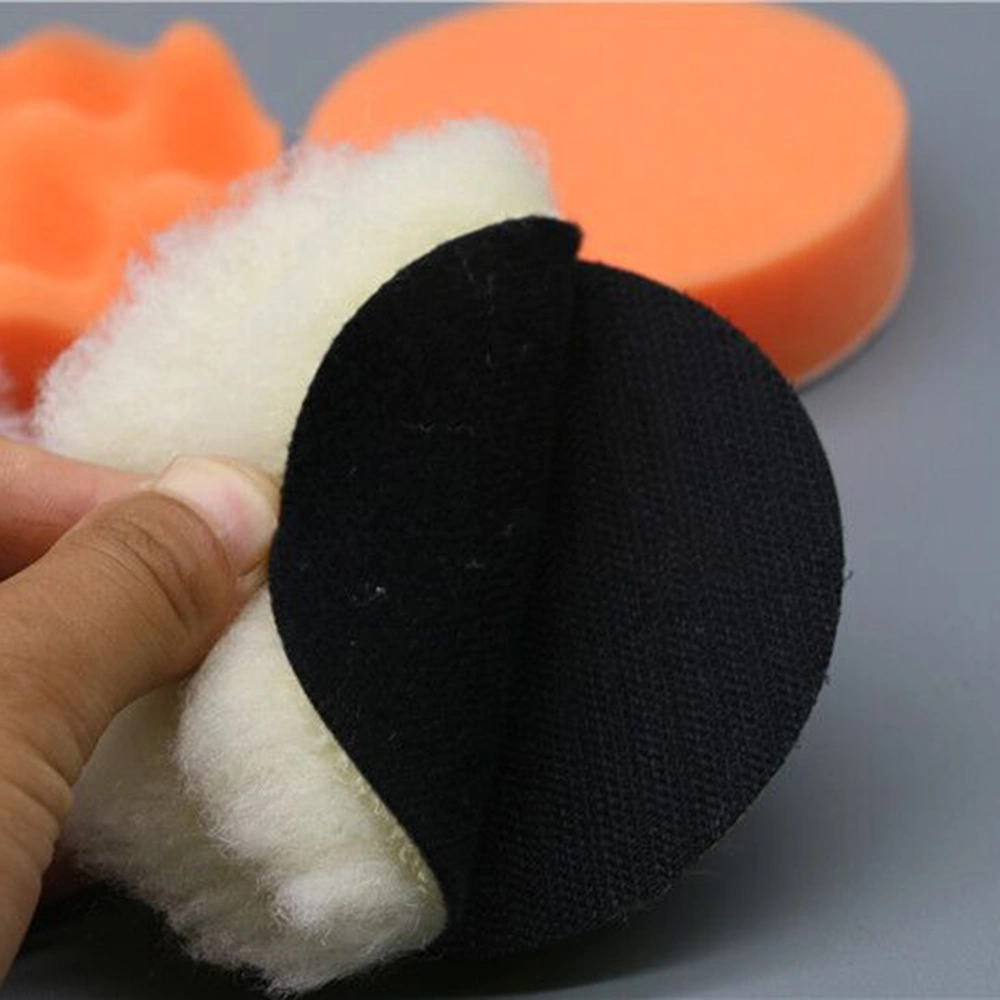 6pcs 3inch Car Wax Polishing Beauty Plate Self-Adhesive Wool Ball Round Flat Wave Self-Adhesive Disk Wheel Polishing Machine Sponge Wheel