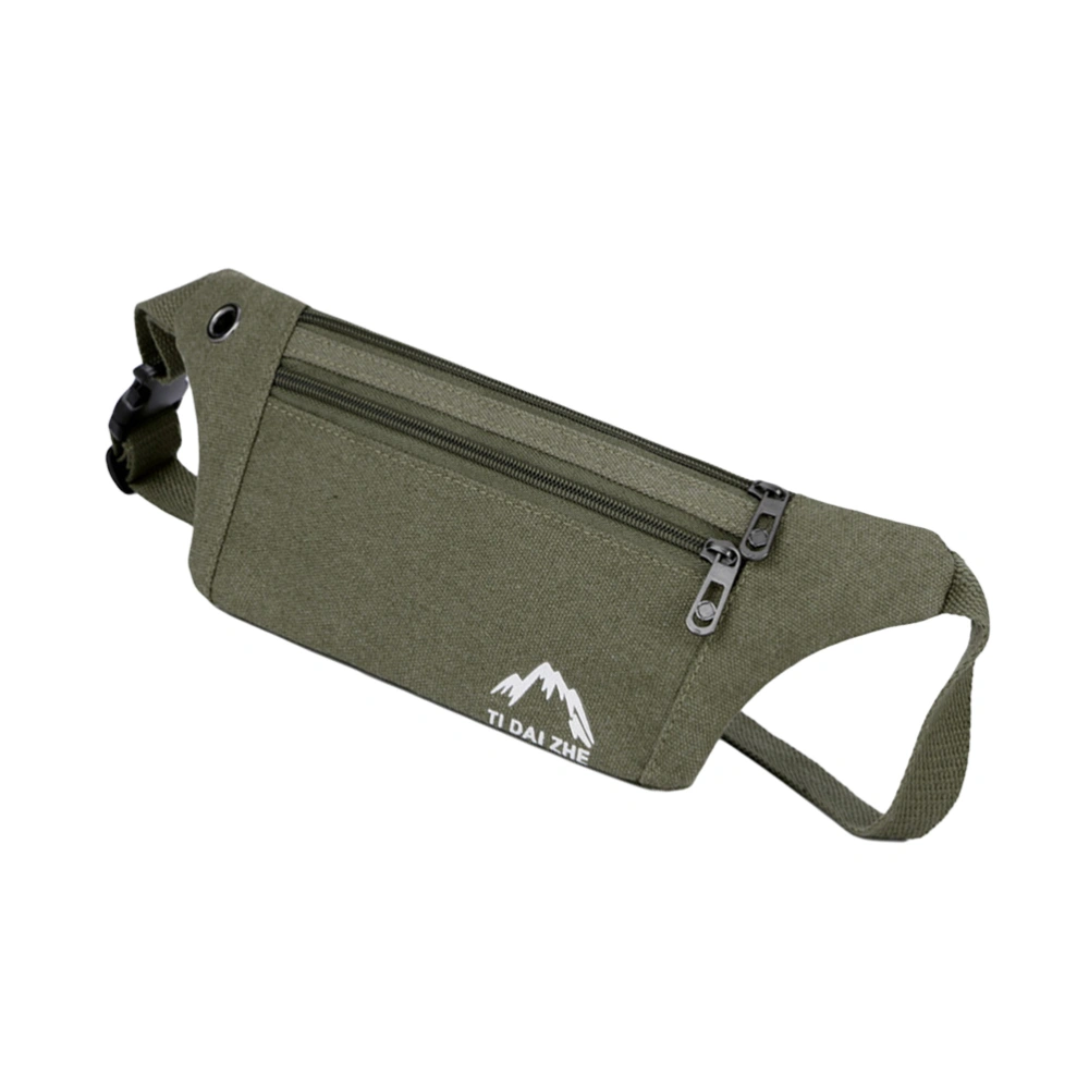 Unisex Multifunctional Waterproof Waist Bag Canvas Pouch for Outdoor Hiking Running Fitness(Army Green)