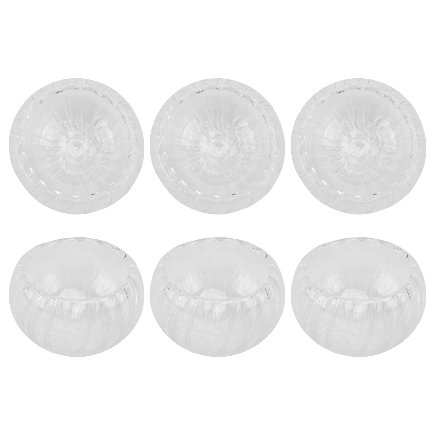 6Pcs Double-Layer Tea Mugs Drinking Cups Pumpkin Stripe Glass Cups (Transparent)