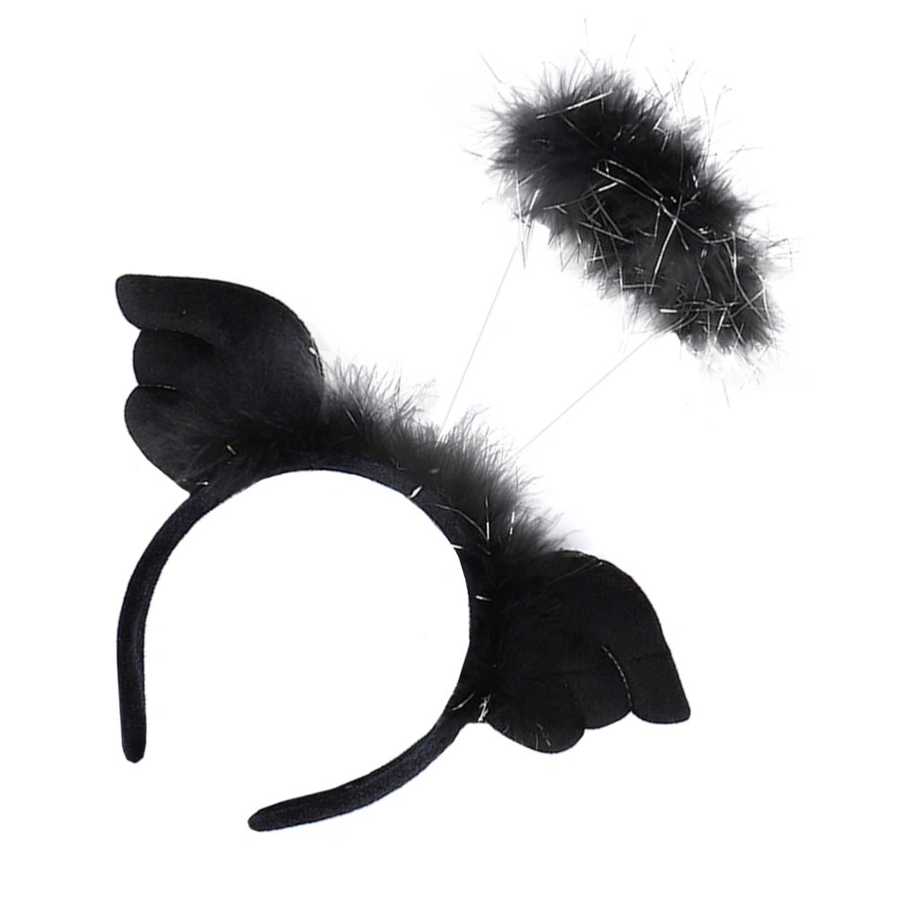 1pc Birthday Decorative Prop Angel Wing Halo Headdress (with Colorful Light)