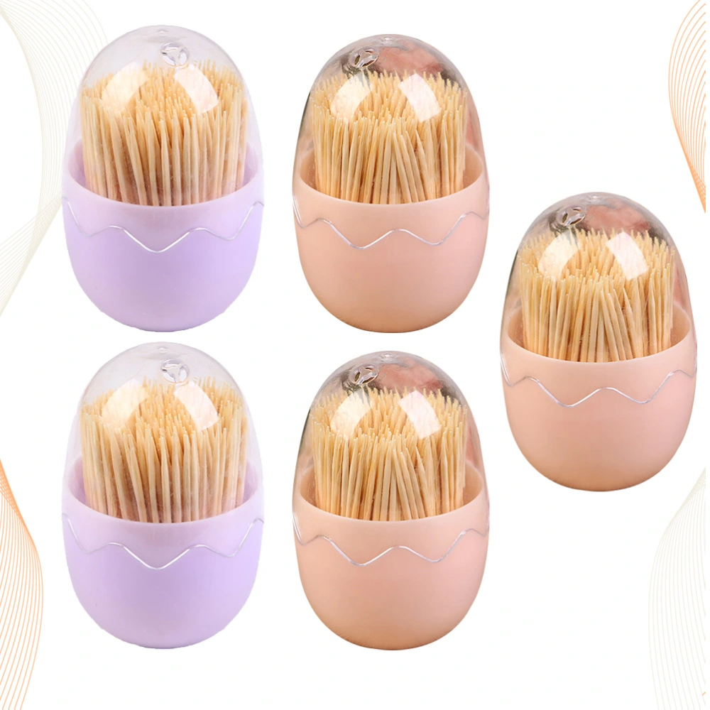 5pcs Egg Shape Toothpick Box Lovely Chic Toothpick Holder Case Dispenser Table Decoration for Home Restaurant without Toothpick (Random Color)