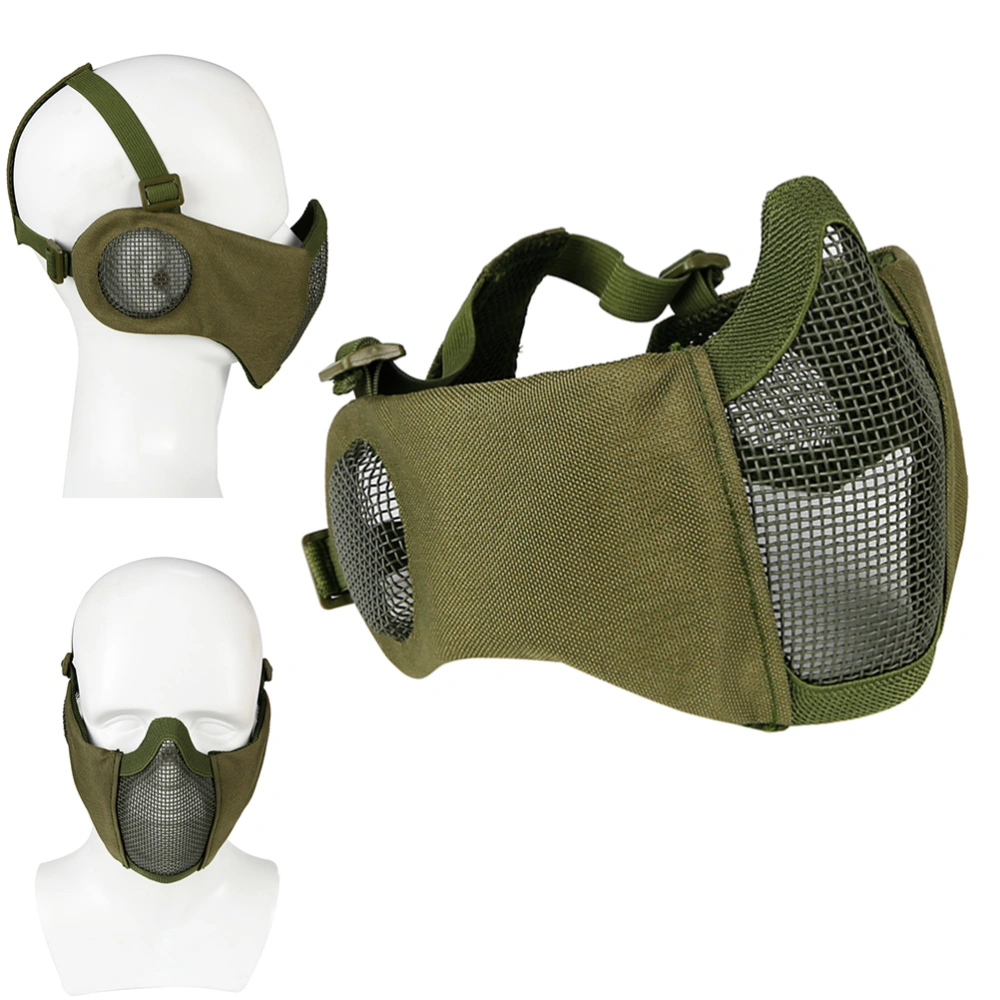 Tactical Airsoft and Paintball CS Foldable Half Face Low-carbon Steel Mesh Military Style Comfortable Adjustable Protective Mask (Green)