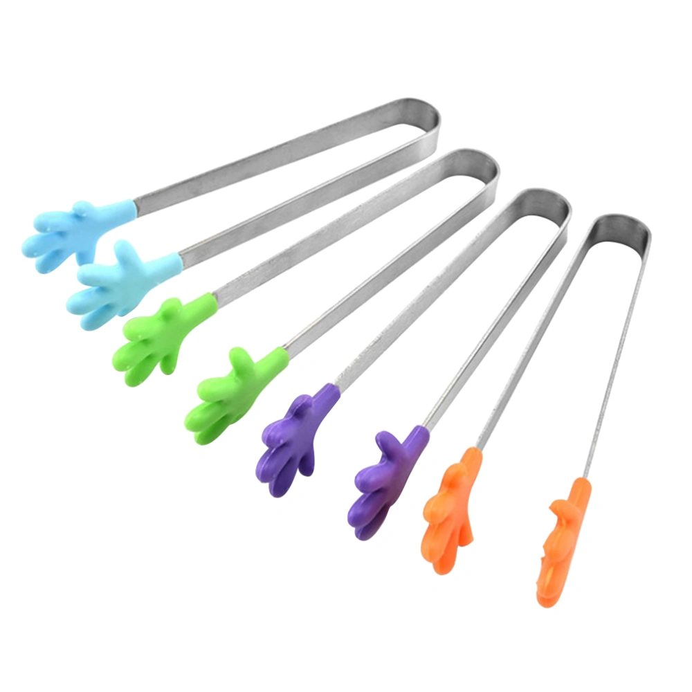 4pcs Silicone Non-stick Stainless Steel Kitchen Tongs Barbeque Cooking Grilling Turner (Random Color)