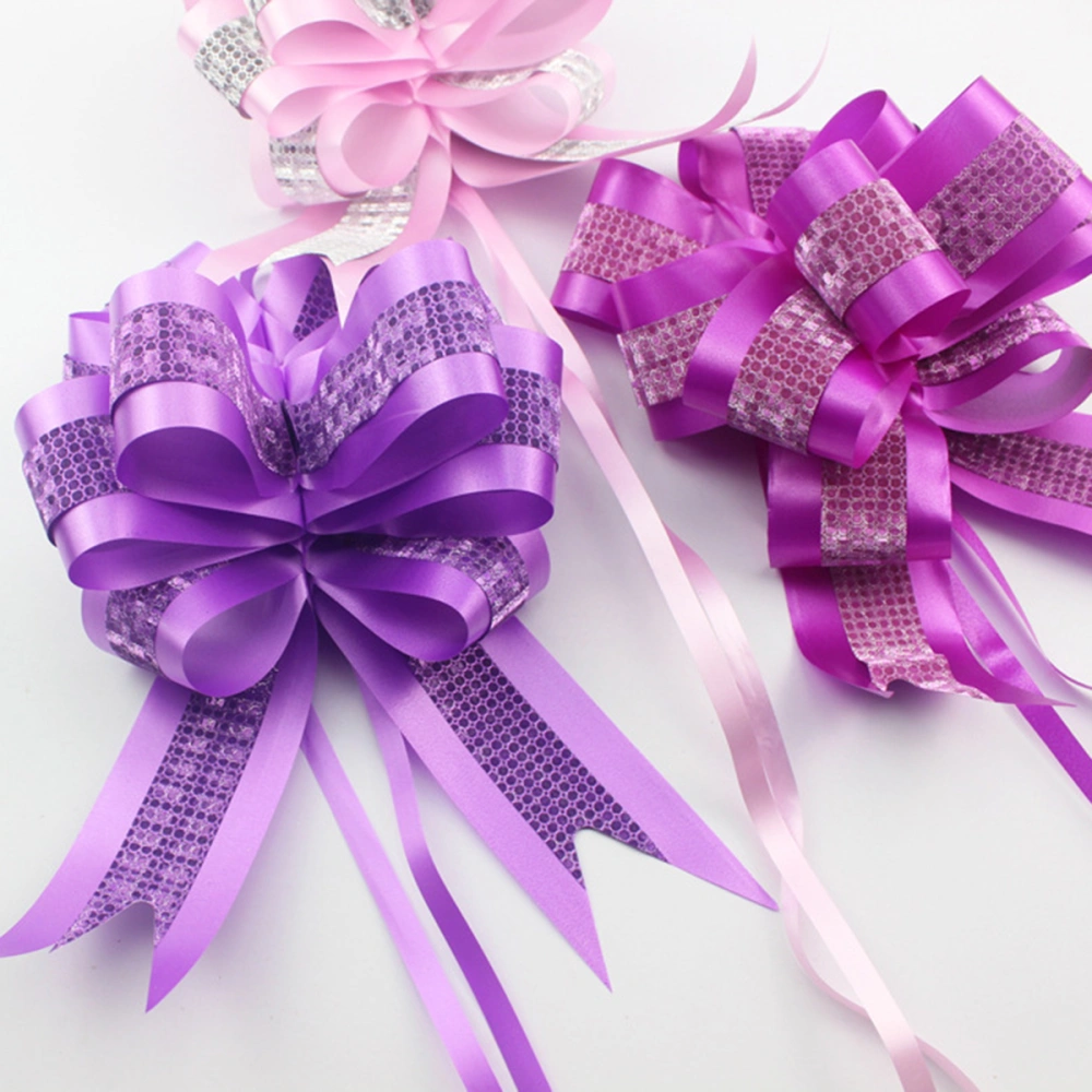 10pcs Bow Ribbon Gift Present Wrapping Tie Ribbon Bow for Wedding Birthday (Pink)