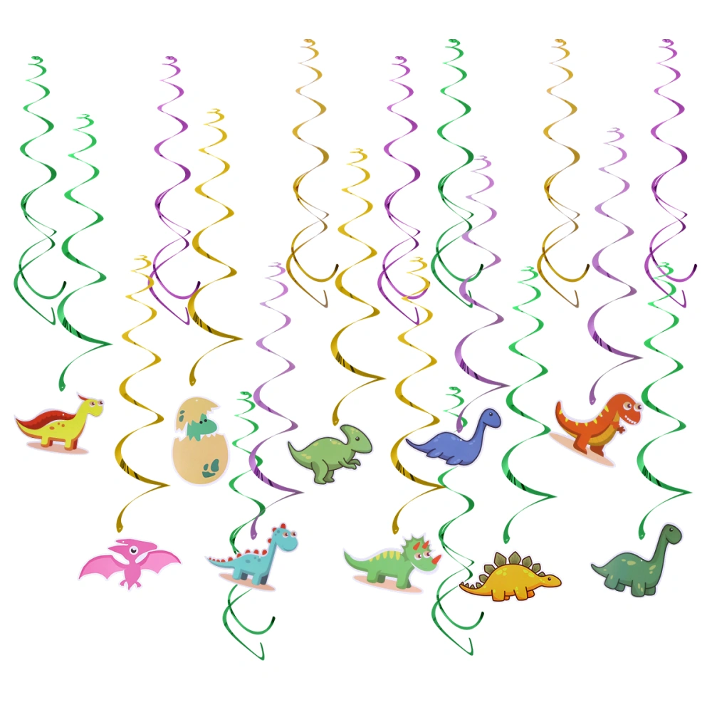 30pcs Jungle Dinosaur Hanging Swirl Decorations Ceiling Decor Swirls for Baby Shower Birthday Party ry School Forest Animal Theme Supplies (10 Dinosaurs 20 Spirals)