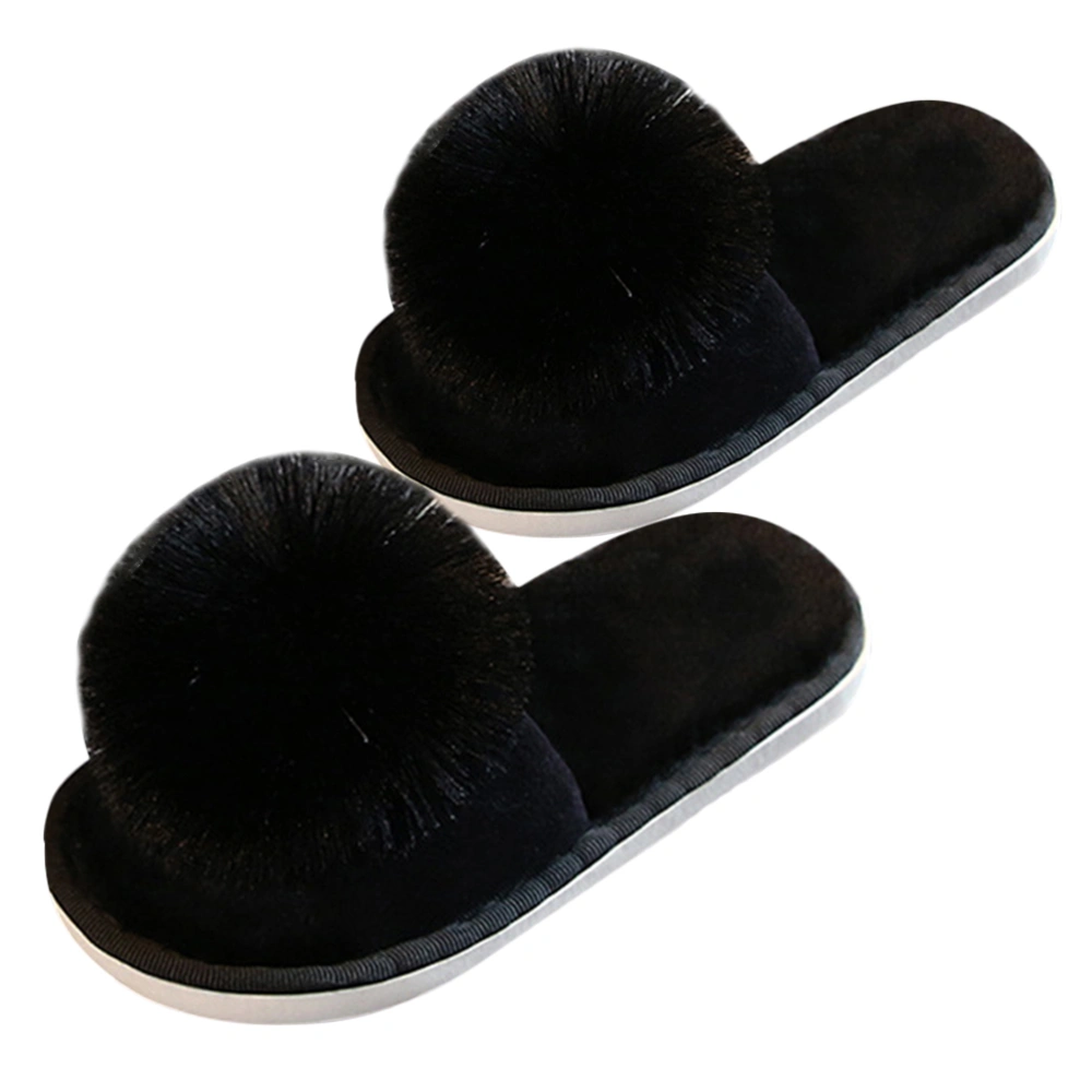 Push Ball Slippers Female Home Comfortable Non-Slip Indoor Push Ball Slippers (Black 40/41 Yard)