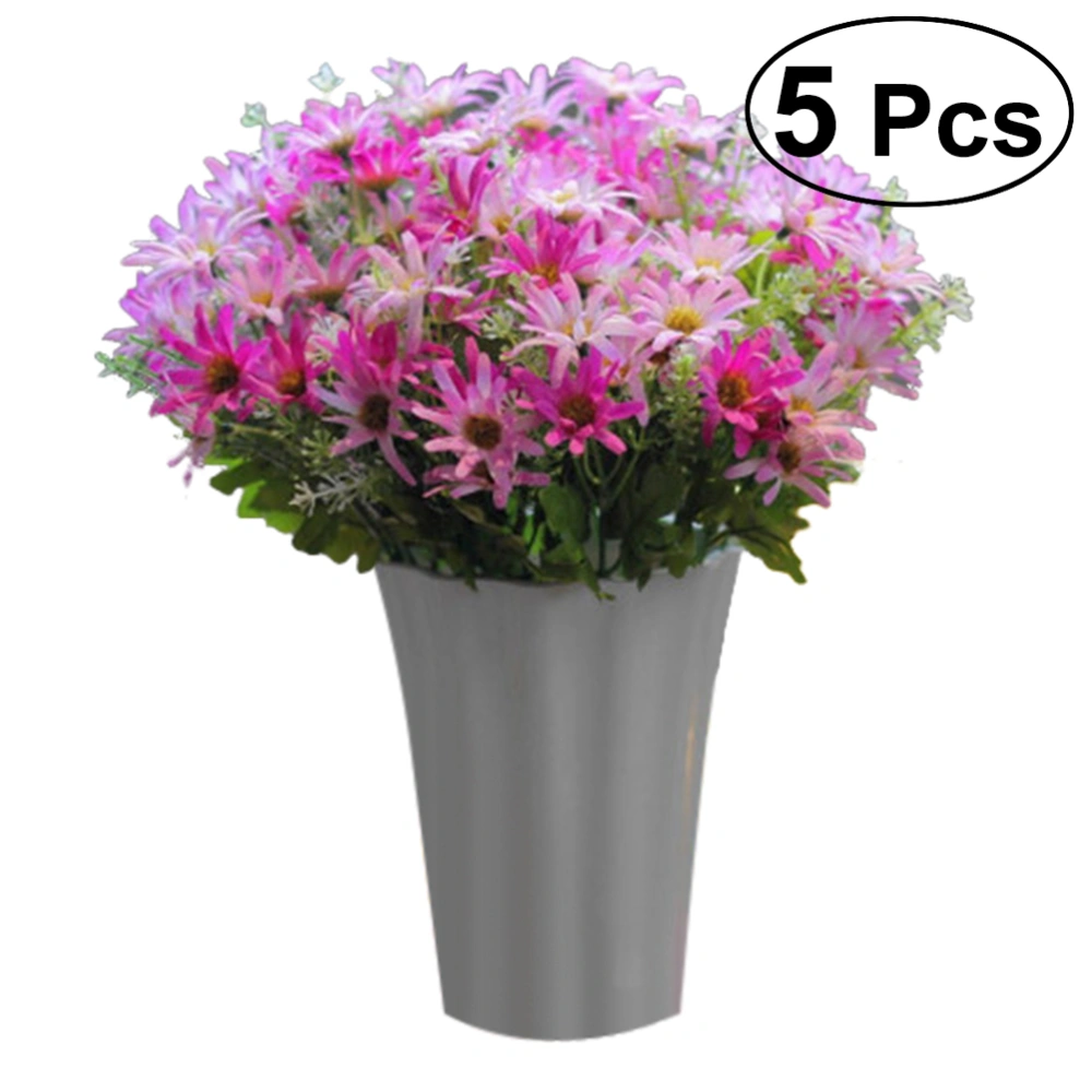 5 Pcs Artificial Daisy Arrangements Bundle Bouquet Home Office Wedding Decor (Purple)