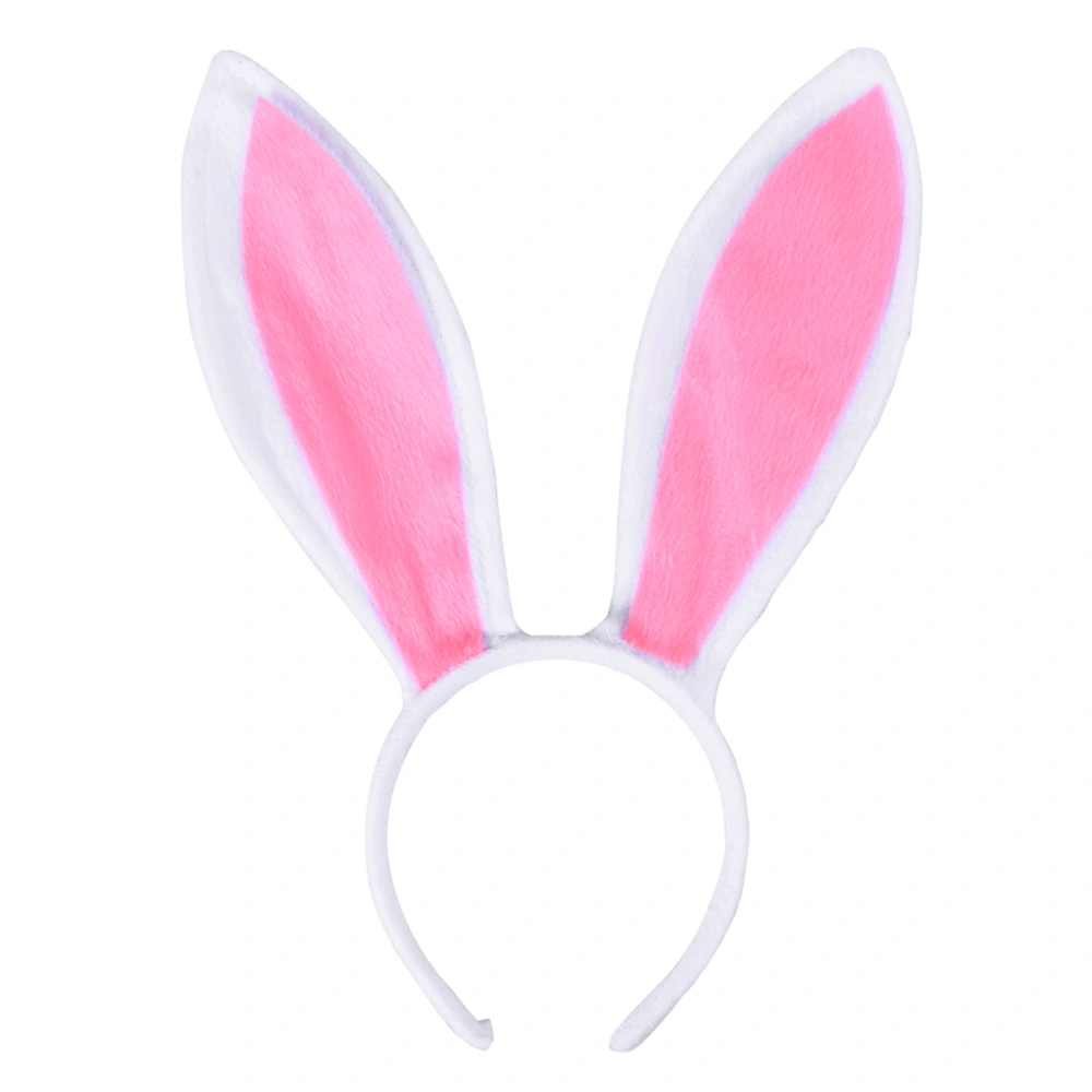 Fluffy Plush Bunny Ears Headband Rabbit Ear Hair Band Headdress for Christmas Easter Holiday Costume Cosplay Party Favor (Grey and Pink)