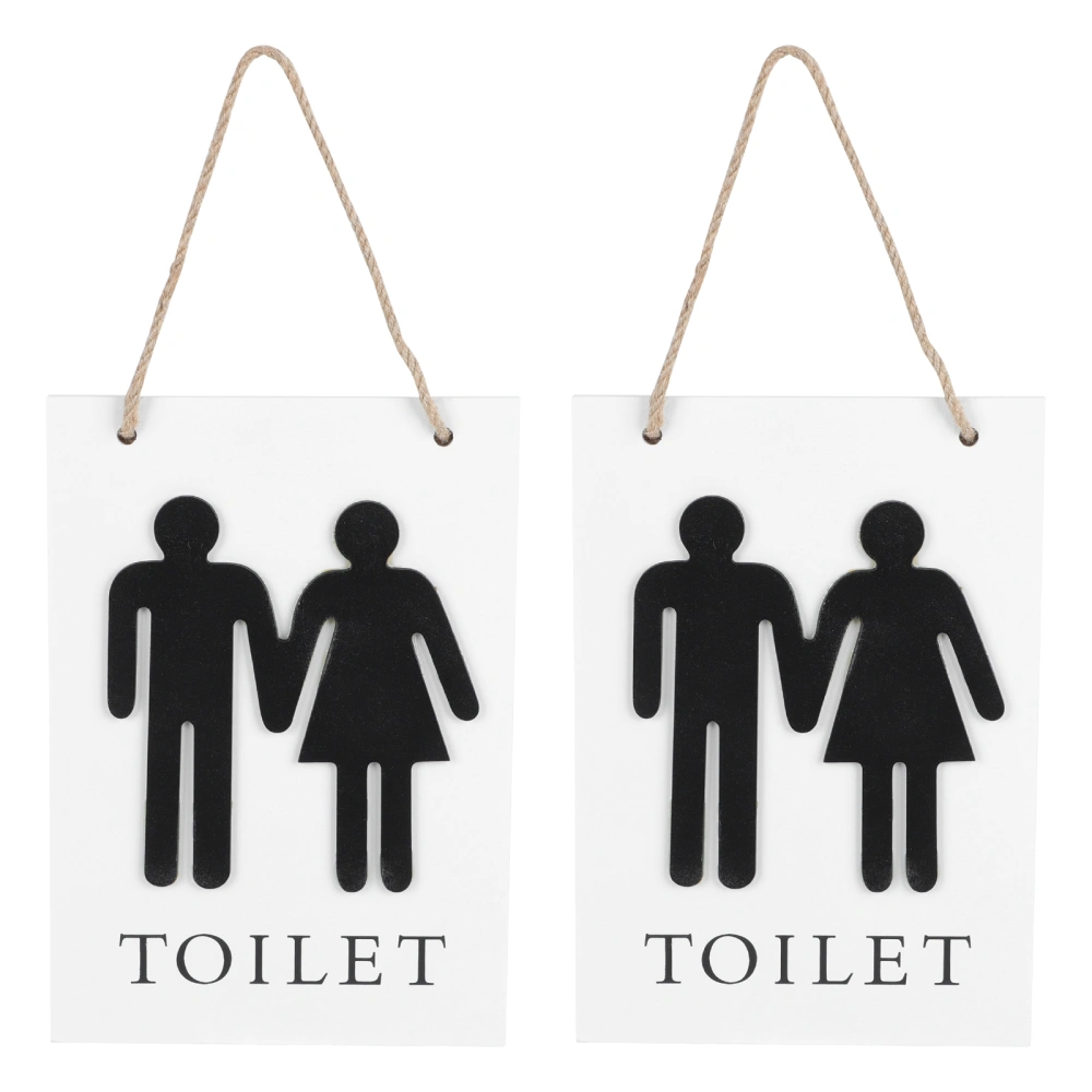 2pcs Simple Toilet Sign Pendants Washroom Identification Plate Pendant for Decor