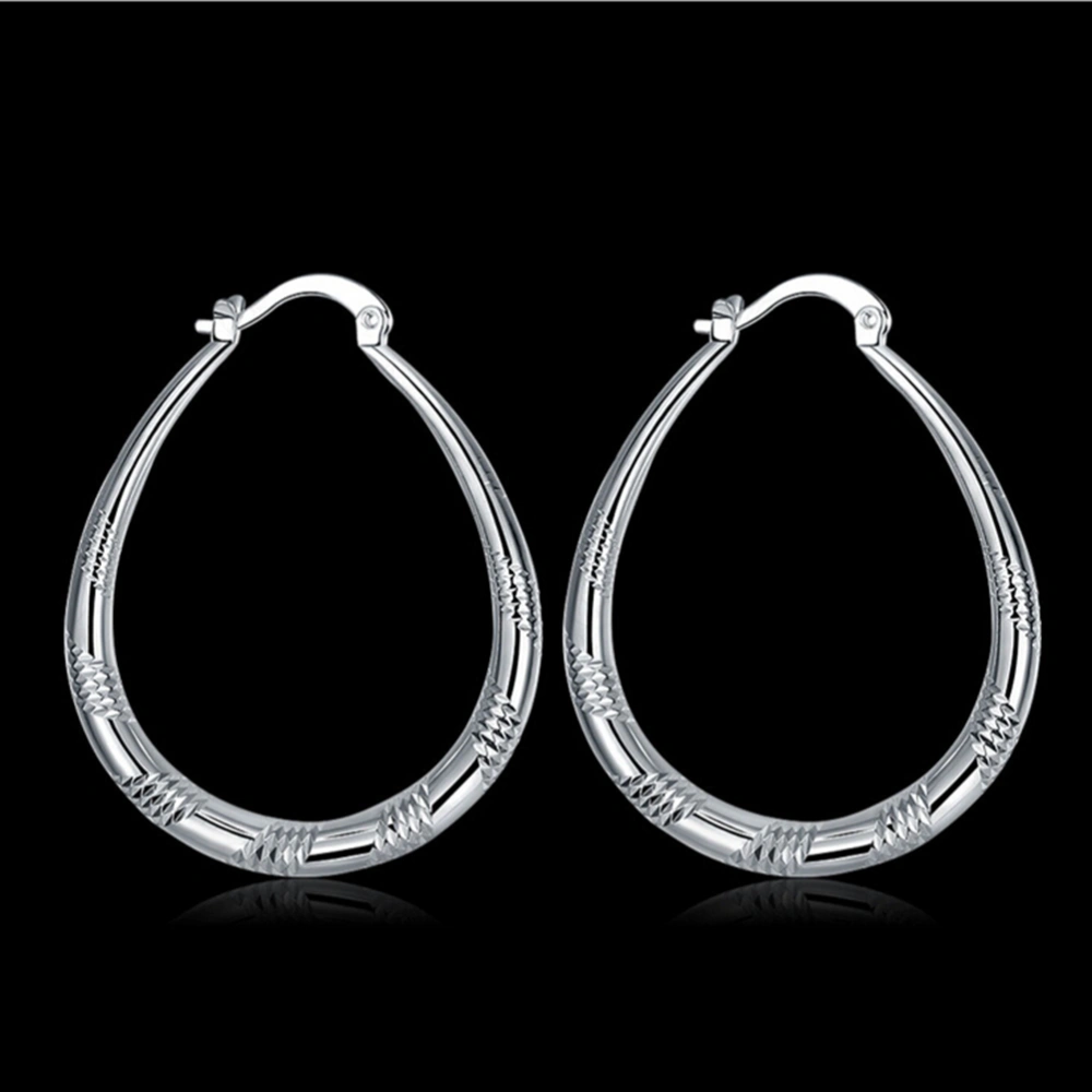 Silver Plated Twisted Oval Earrings