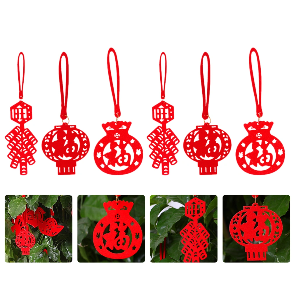 48pcs Spring Festival Non-woven Hangings New Year Scene Layout Decors (Red)