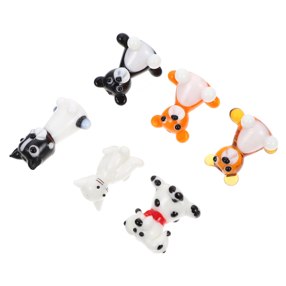 6pcs Colorful Glass Dog Decor Indoors Small Dog Decors Glass Craft Dog Ornaments