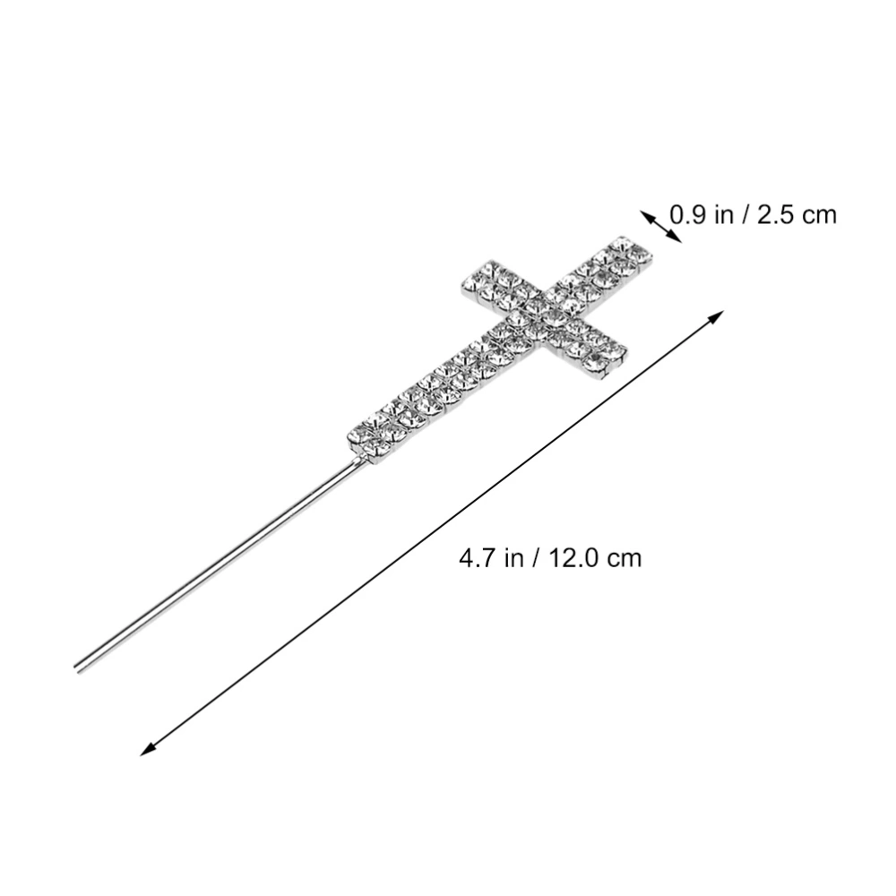 3pcs Rhinestone Cross Cake Topper Cake Decor for Wedding Birthday Baby Shower