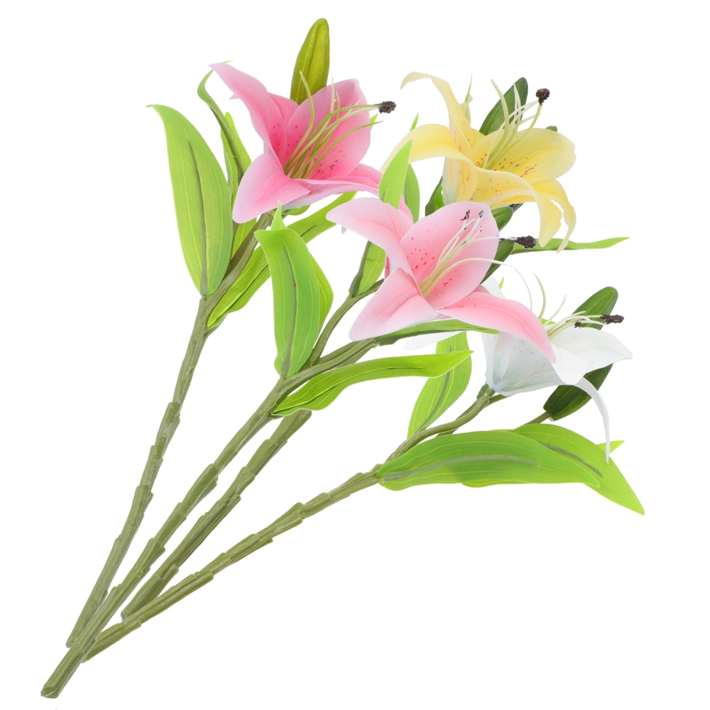 4Pcs Artificial Lily Ornaments Easter Flower Adorns DIY Flower Arrangement Props