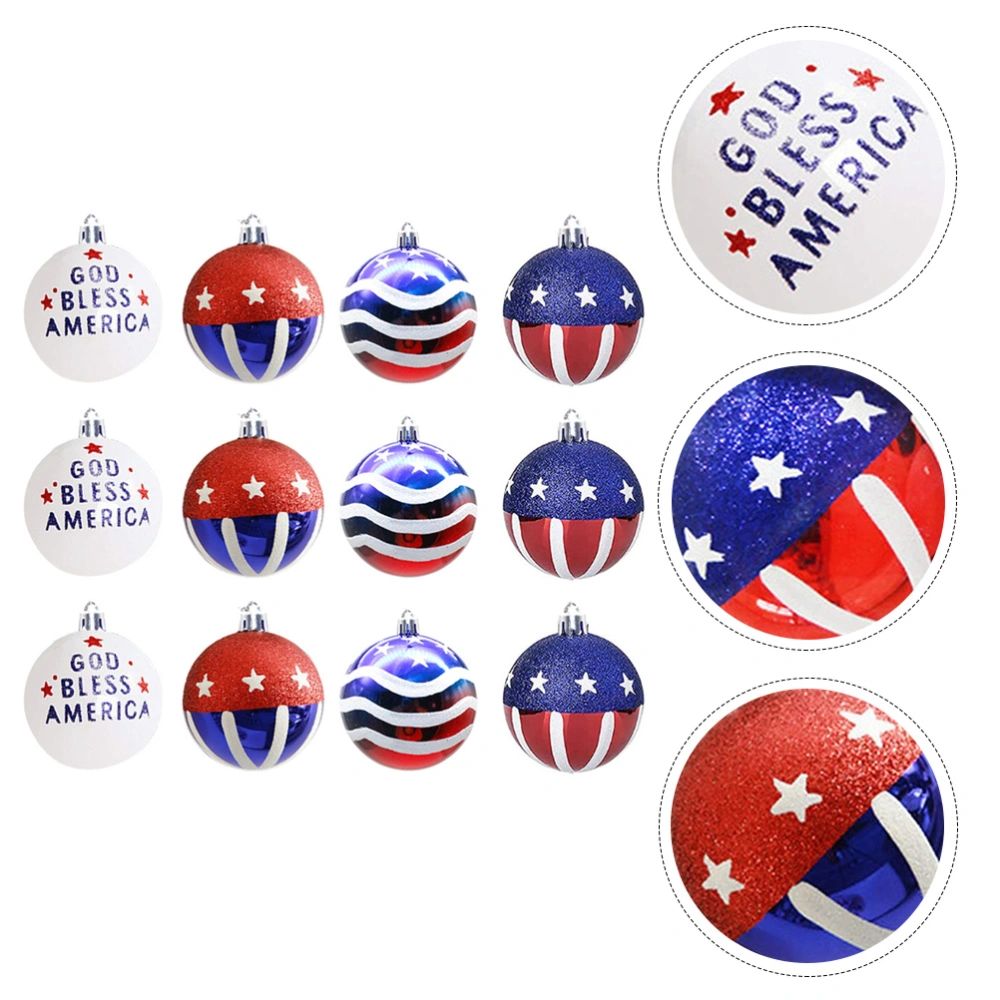 12 Pcs Independence Day Balls Ornaments Hanging Pendants Party Decorative Props