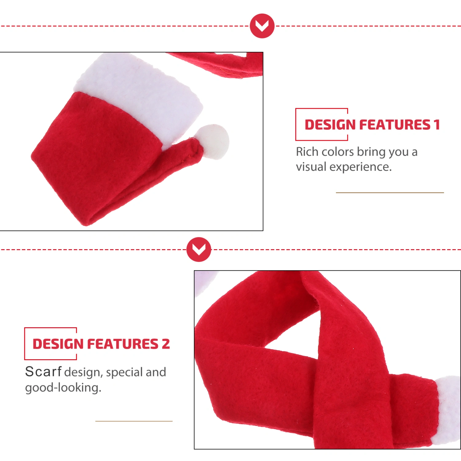 6 Set Christmas Hat and Scarf Wine Bottle Cover Set Lovely Bottles Red Covers Xmas Eve Dinner Table Decor for Home Hotel Party (Hat Scarf )