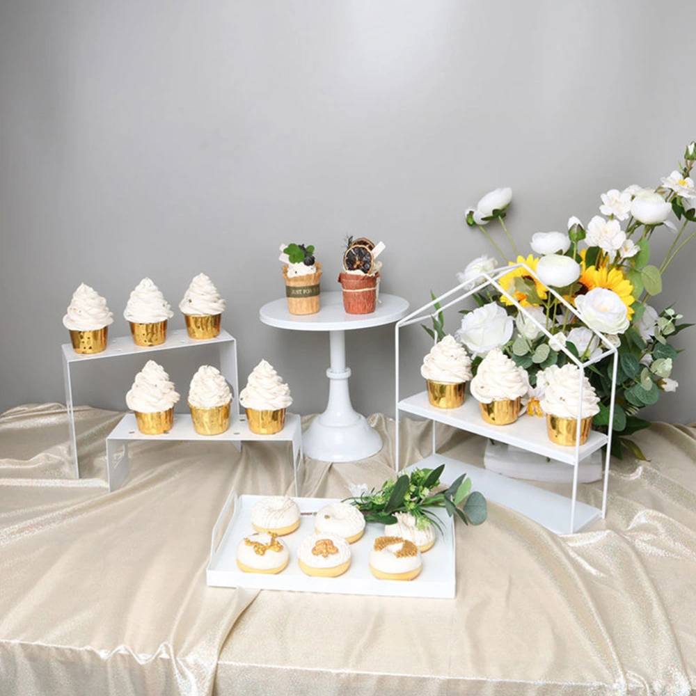 White Cake Stands Iron White Cupcake Holder Pastry Tray For Wedding Birthday Party