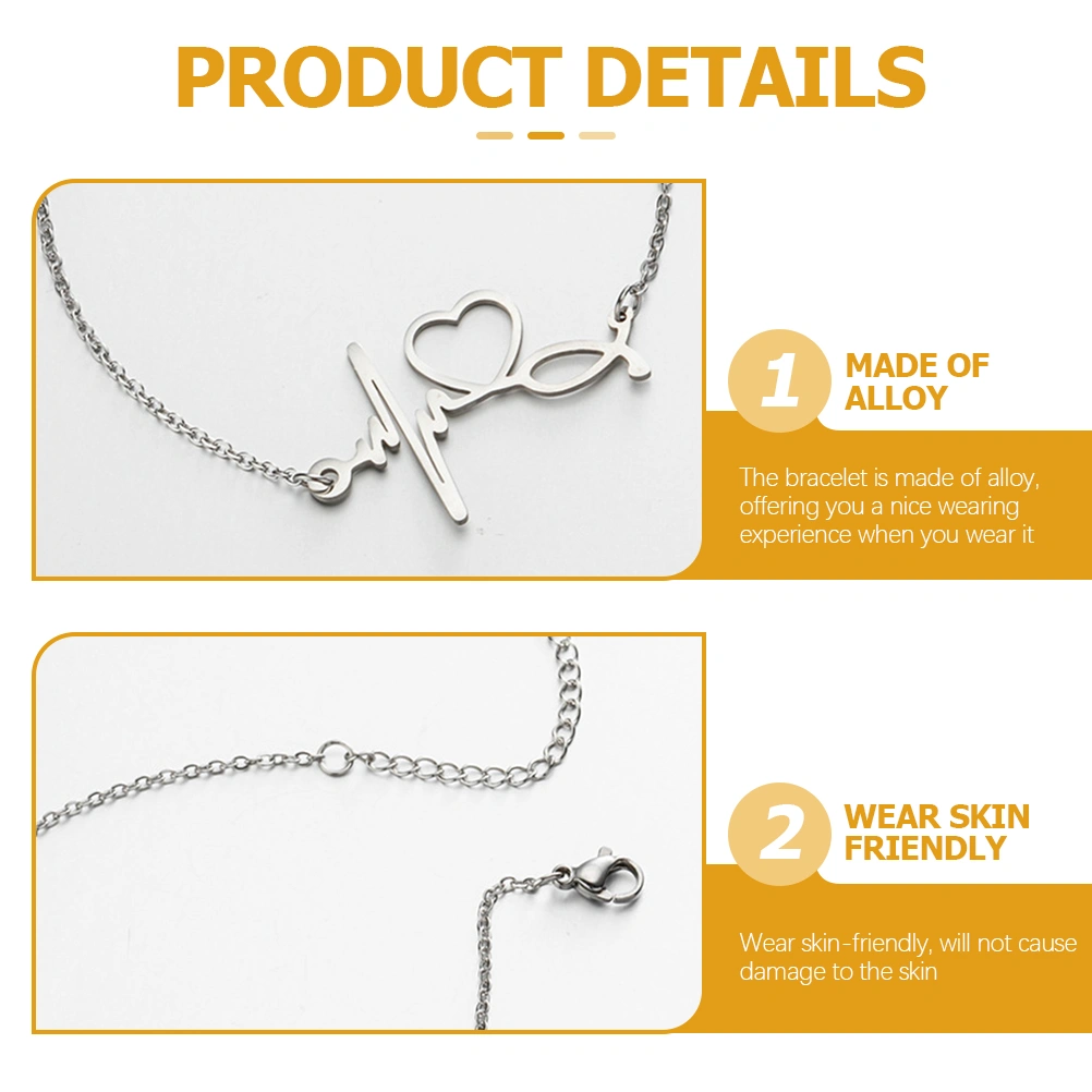 Women Bracelet Geometric Simple Heartbeat Bracelet Friendship Jewelry for Women