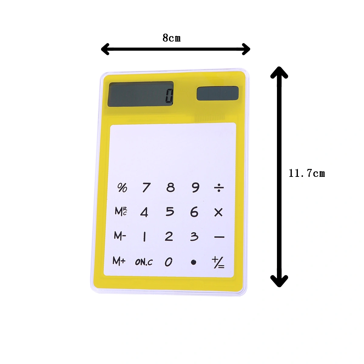 Solar Calculator Transparent Touch Panel with LCD Screen Design School Office Supplies (Yellow)